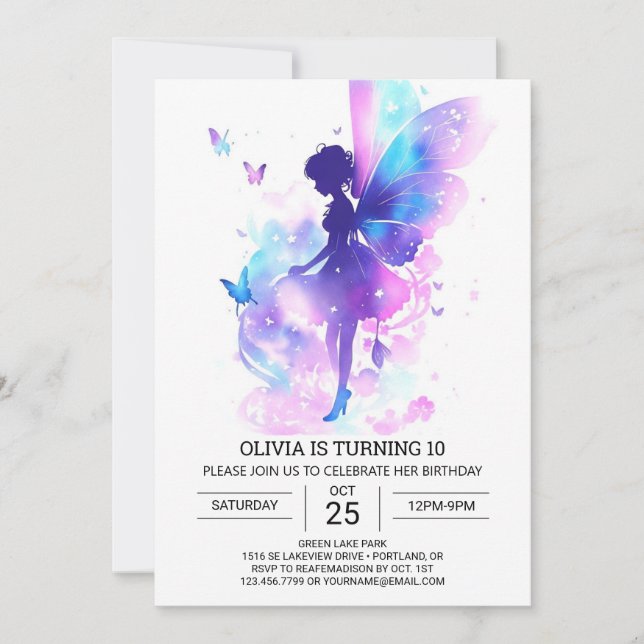 Online Butterfly Fairy Birthday Bliss Invitation (Front)