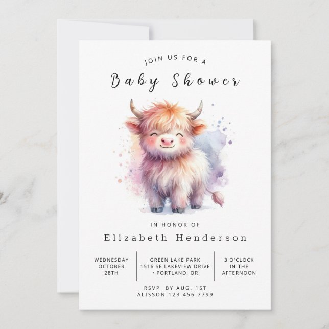 Online Chic Modern Cow Baby Shower Invitation (Front)