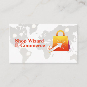 Online Click Shopping E-Commerce World Map Business Card