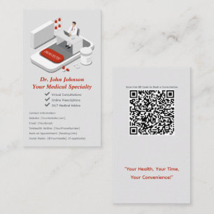 Online Doctor Business Card with QR Code 