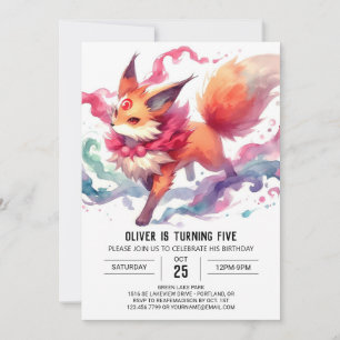 Online Elegant Fox Birthday Invitation