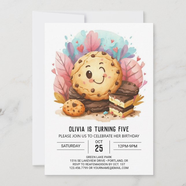  Online Elegant Happy Cookies Birthday Invitation (Front)