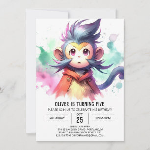 Online Elegant Monkey Birthday Invitation