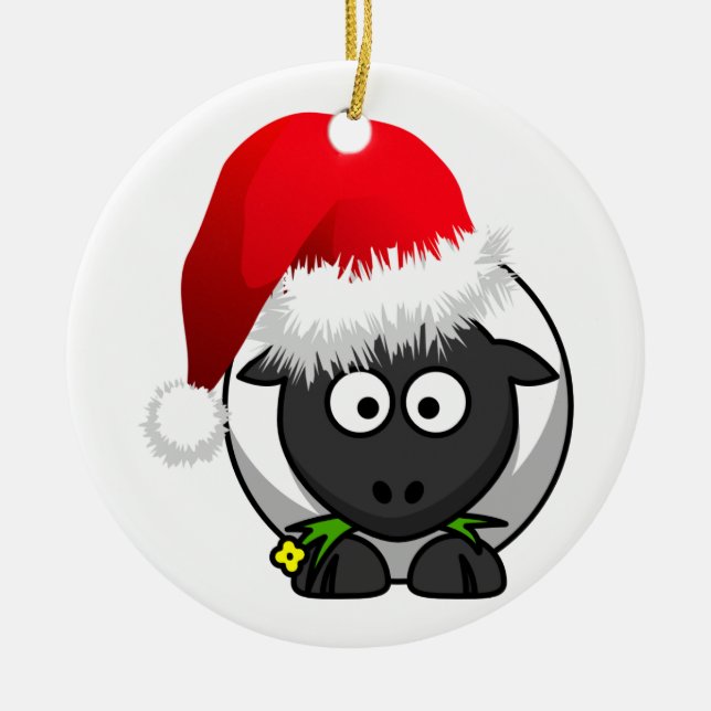 Online Farming Christmas Sheep Ceramic Ornament (Front)