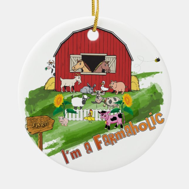 Online Farming Farmaholic Ornament (Front)