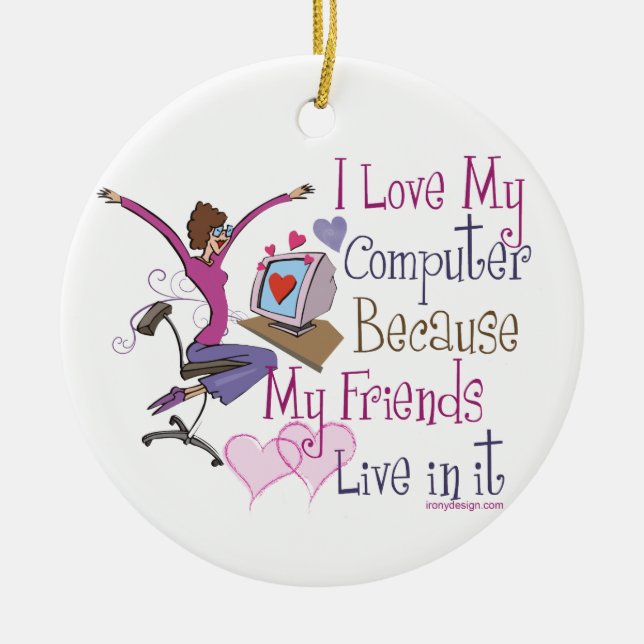 Online Friends Ceramic Ornament (Front)