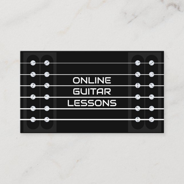 Online Guitar Lessons Teacher Music Instructor Business Card (Front)