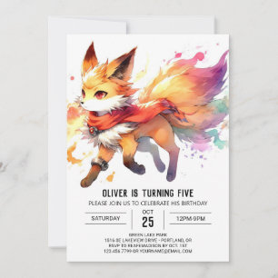 Online Joyful Fox Birthday Invitation
