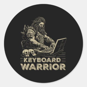 Online Keyboard Warrior Quote Video Games Gamer 1  Classic Round Sticker