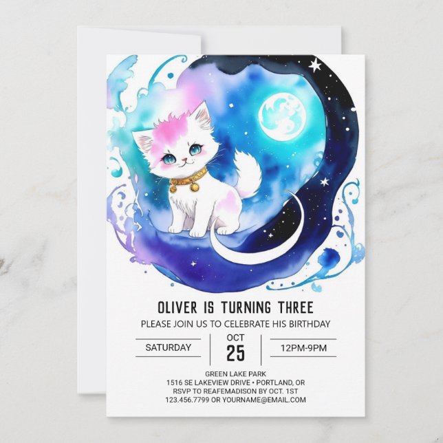 Online Kitty Magical Birthday Invitation (Front)