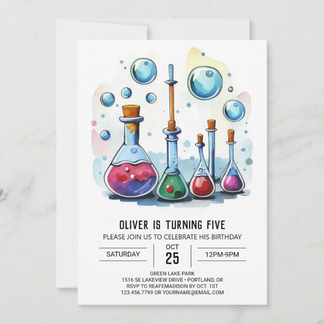 Online Mad Scientist Chemistry Birthday Invitation (Front)