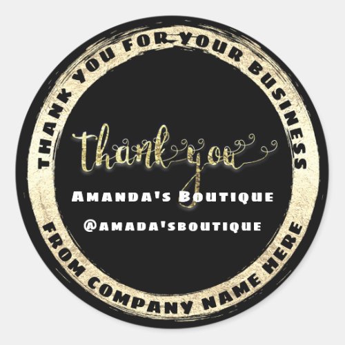  Online Makeup Cosmetics Thank You Script Gold  Classic Round Sticker