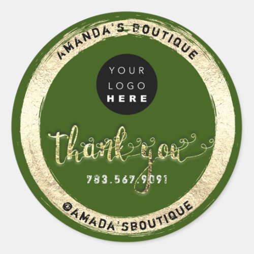  Online Makeup Cosmetics Thank You Script Green Classic Round Sticker