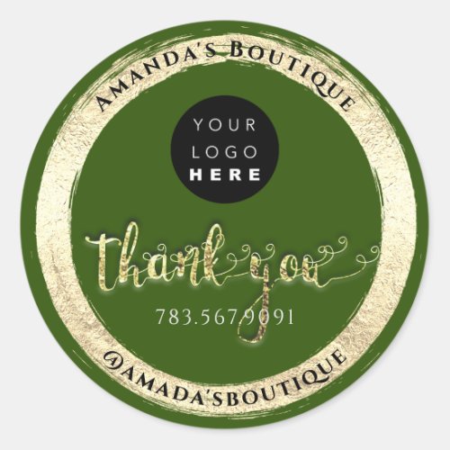  Online Makeup Cosmetics Thank You Script Greenery Classic Round Sticker