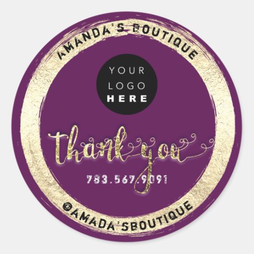  Online Makeup Cosmetics Thank You Script Marsala Classic Round Sticker