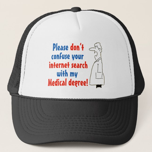 Online Medical Diagnosis and a Qualified Doctor Trucker Hat (Front)