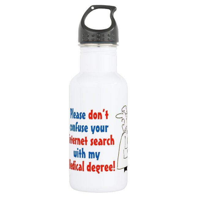 Online Medical Diagnosis Qualified Doctor Funny Stainless Steel Water Bottle (Front)