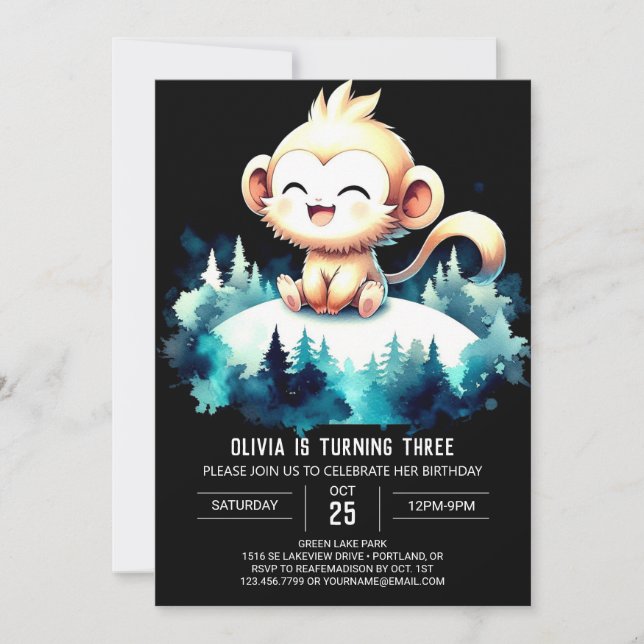 Online Monkey Birthday Invitation (Front)