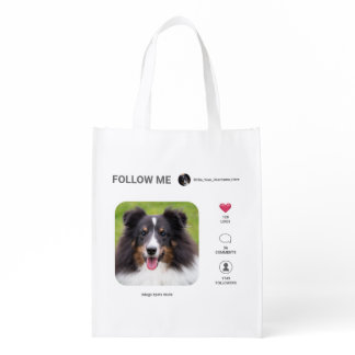 Online Networking Inspired Custom Photo Template Grocery Bag