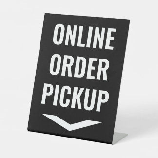 Online Order Pickup Black Pedestal Sign
