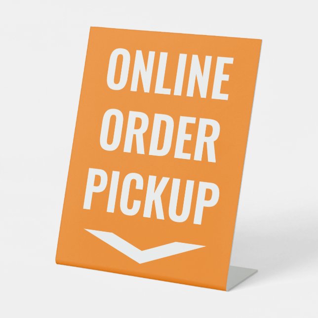 Online Order Pickup Orange Pedestal Sign (Front)