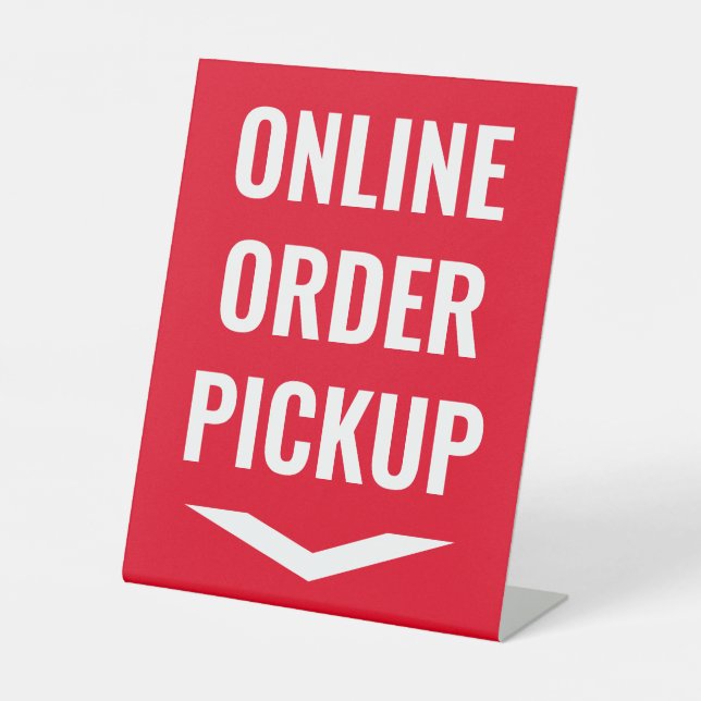 Online Order Pickup Red Pedestal Sign (Front)