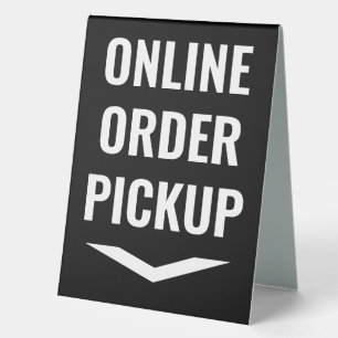 Online Order Pickup With Business Name Black Table Tent