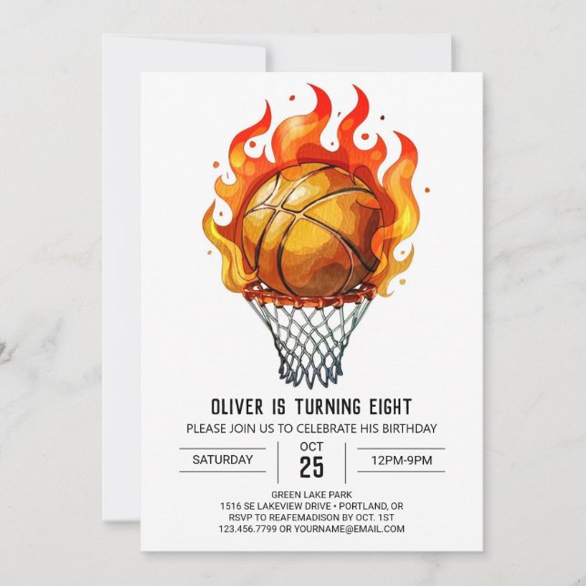 Online Pastel Sport Basketball Birthday Invitation (Front)