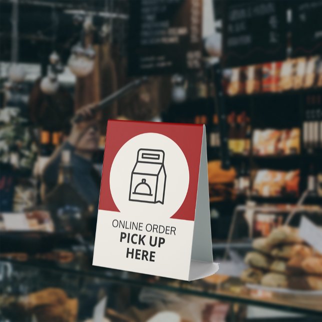 Online Pickup Here Red Table Tent (Creator Uploaded)