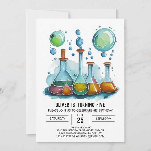 Online Potion Gear Scientist Birthday Invitation (Front)