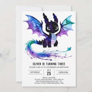 Online Purple Dragon Digital Boy Birthday Invitation