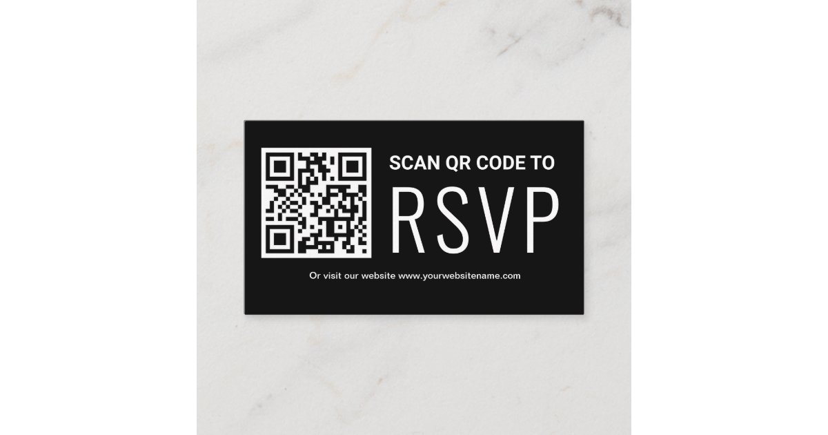Online QR Code RSVP Wedding Website Black White Enclosure Card Zazzle.com