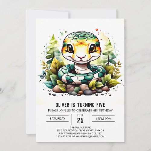 Online Reptile Children Birthday Invitation