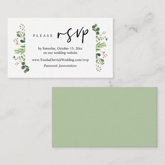 Online RSVP, Modern Minimalist Greenery Enclosure  (Front/Back)