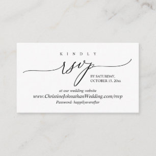 Online RSVP, Modern Simple Black Calligraphy Enclo Enclosure Card