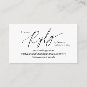 Online RSVP, Modern Simple Black Calligraphy Enclo Enclosure Card