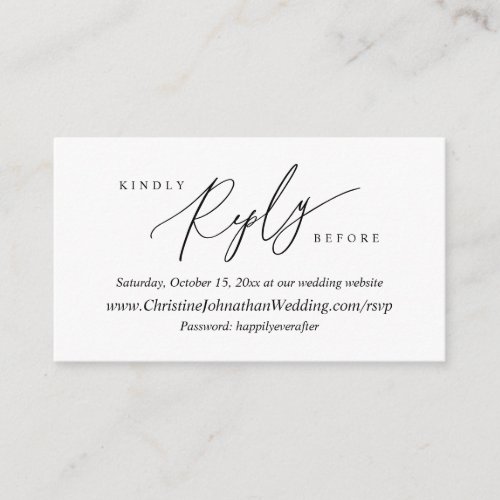 Online RSVP Modern Simple Black Calligraphy Enclosure Card