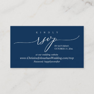 Online RSVP, Modern Simple Navy Blue Calligraphy E Enclosure Card