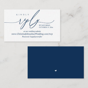 Online RSVP, Modern Simple Navy Blue Calligraphy Enclosure Card