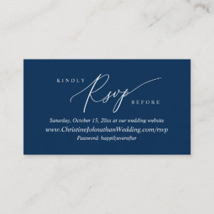 Online RSVP, Modern Simple Navy Blue calligraphy Enclosure Card