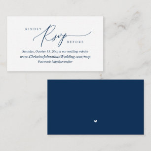 Online RSVP, Modern Simple Navy Blue Script Enclosure Card