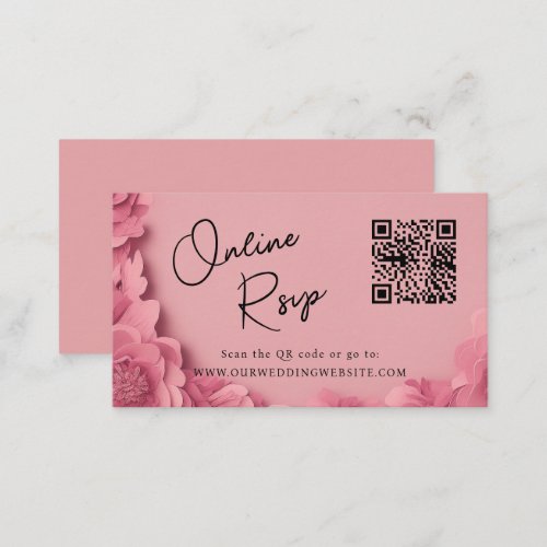 Online RSVP QR Code barbiecore wedding website Business Card