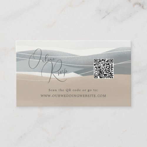 Online RSVP QR Code beach wedding website Business Card
