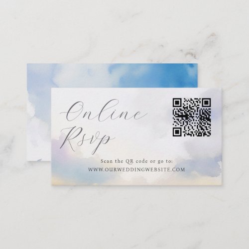 Online RSVP QR Code clouds wedding website Business Card