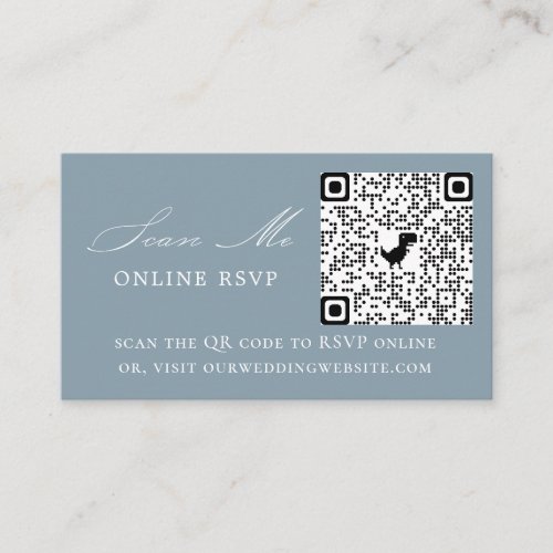 Online RSVP QR Code Dusty Blue Wedding Website Enclosure Card