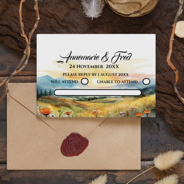Online RSVP QR Code Mountain Wildflower Enclosure Card (Creator Uploaded)