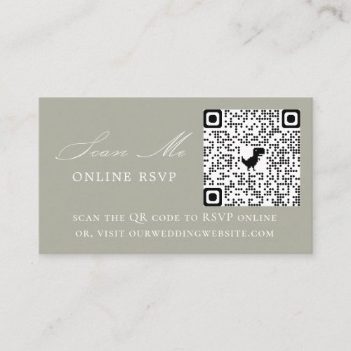 Online RSVP QR Code Sage Green Wedding Website Enclosure Card