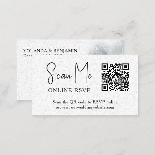 Online RSVP QR Code Snow Forest Winter Wedding Enclosure Card
