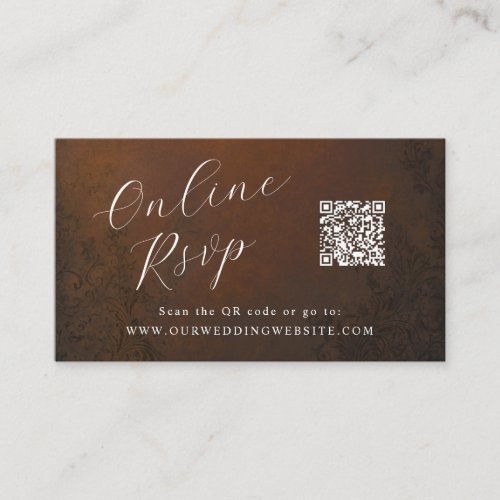 Online RSVP QR Code theatrical ornamental wedding Business Card