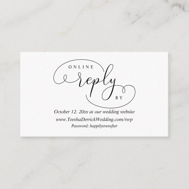 Online RSVP Reply, Modern Wedding Enclosure Card (Front)